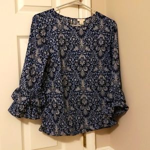 J.Crew Blue Pattern Blouse